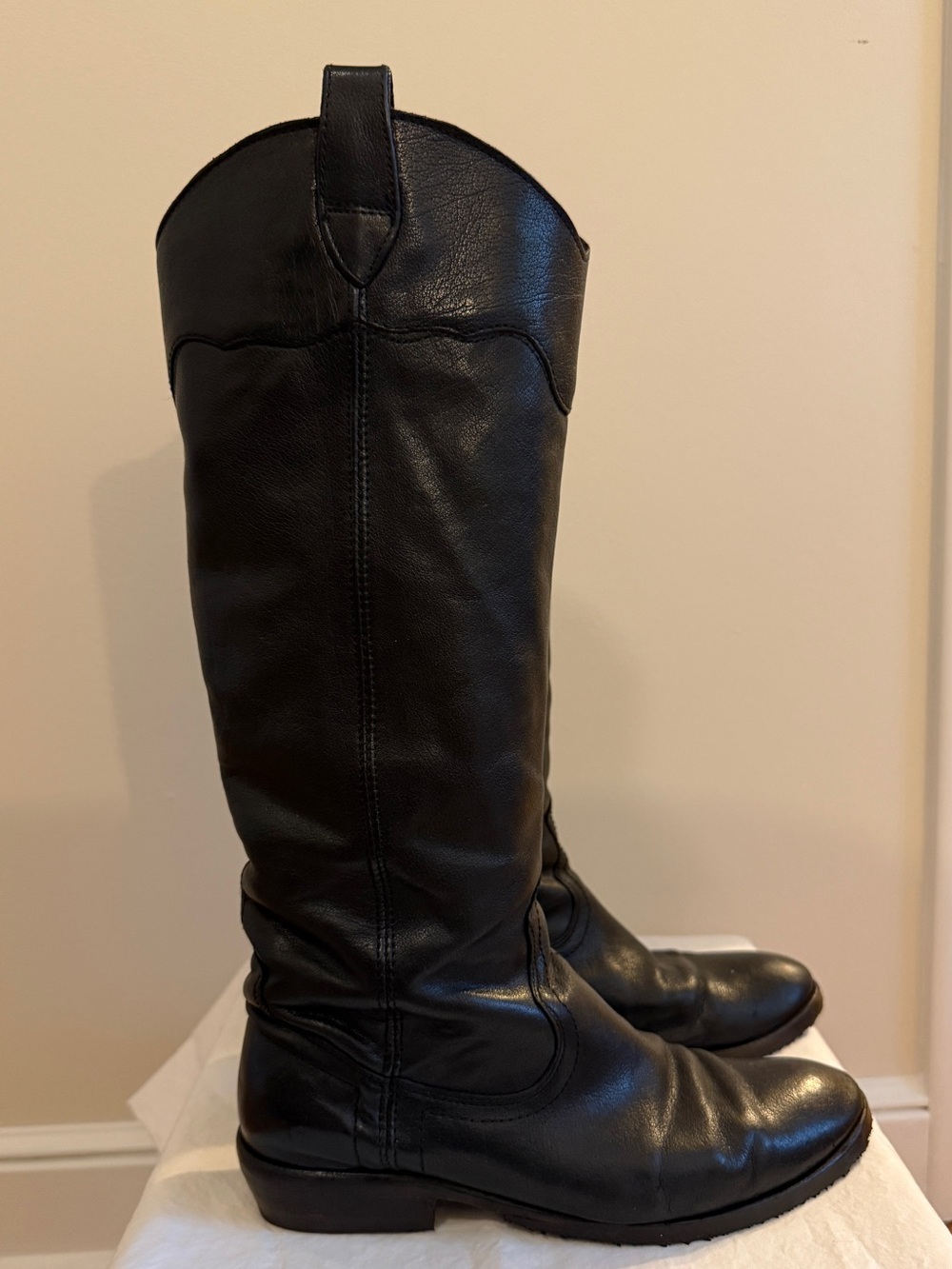 Frye black knee high western boots sz 6.5
